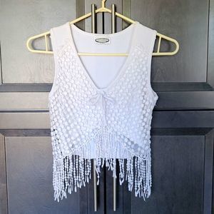 Crochet fringed crop top